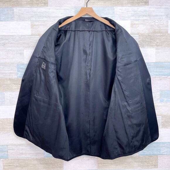 Jos A Bank Notch Collar Tuxedo Suit Black Mens 44R Jacket 40x31 Pleated Pants - Picture 5 of 15